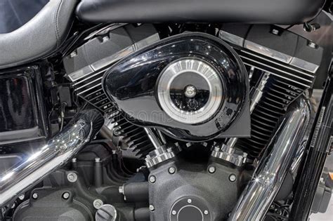 Detail Of Air Cooled Twin Engine Of Motorcycle Stock Image Image Of