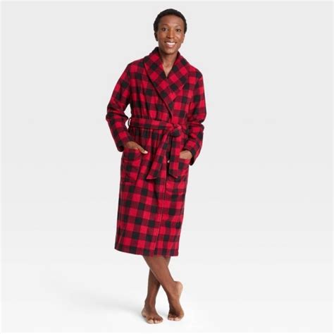 Wondershop Intimates And Sleepwear Nwt Adult Buffalo Check Plaid Fleece Pajama Robe Red Black