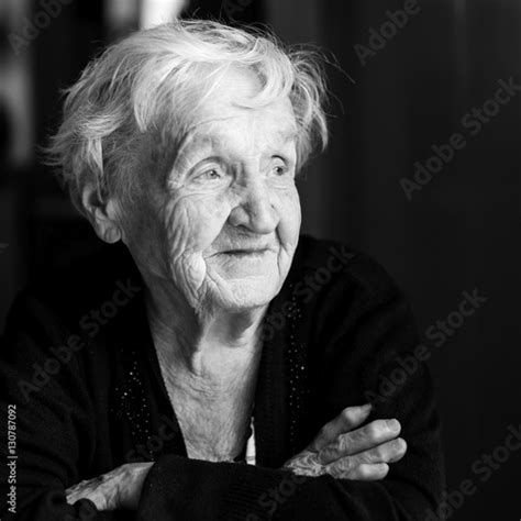 Black And White Portrait Of An Elderly Woman Buy This Stock Photo