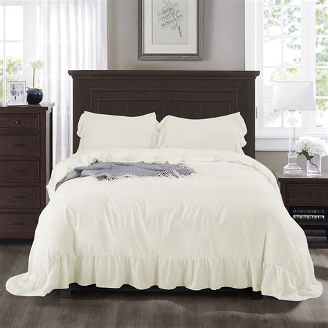 Homechoice 3 Piece Pre Washed King Ivory Duvet Cover Set With Long