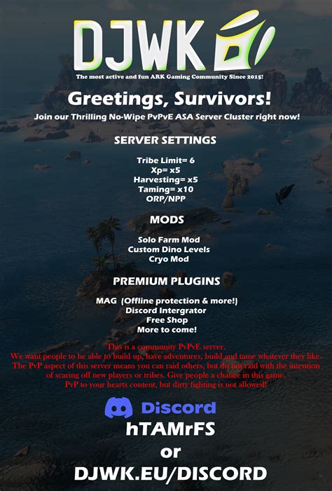 ASE & ASA NoWipe PvPvE Server Clusters with all official maps! ACTIVE