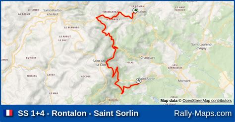 SS 1 4 Rontalon Saint Sorlin stage map Rallye Lyon Charbonnières