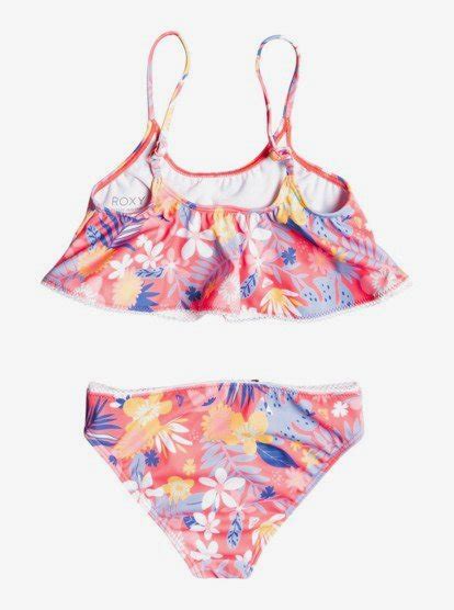 Girls 2 7 Hibiscus Party Crop Top Bikini Set Roxy