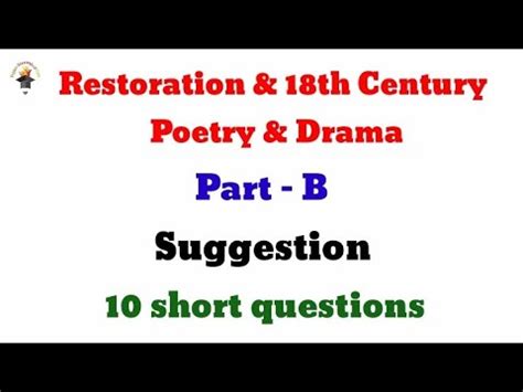 Restoration 18th Century Poetry Drama Part B National