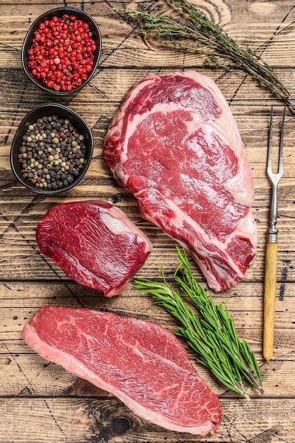 Premium Photo Fresh Raw Prime Black Angus Beef Steaks Fillet