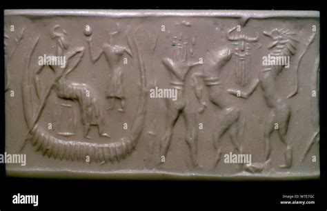 Akkadian Cylinder Seal Impression Showing The Flood Epic Artist