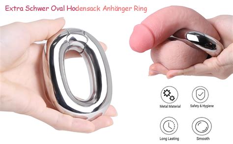 Jinqian G Extra Schwer Oval Hodenring Ballstretcher Edelstahl