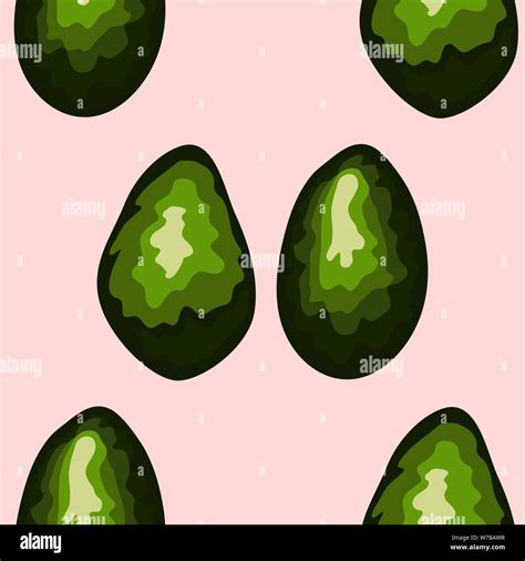 Avocado Seamless Pattern Whole And Sliced Avocado Original Simple