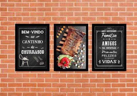 Quadros Churrasco Decorativos Para Cantinho Area Gourmet Kit Mercado