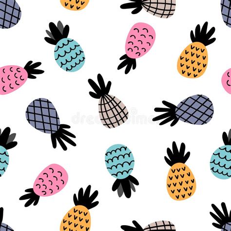 Seamless Pattern With Pineapples Cute Summer Background With Tropical