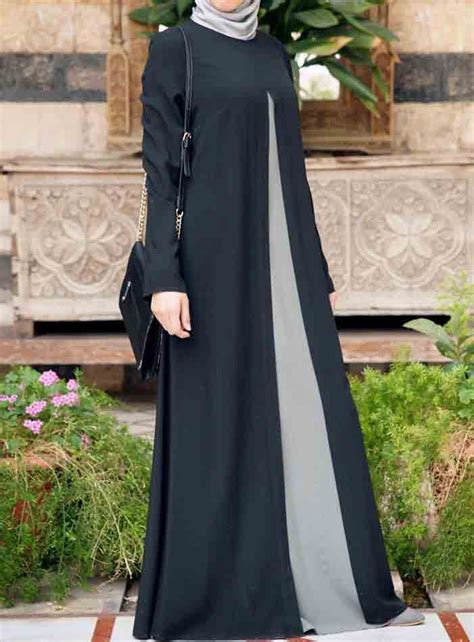 Black And Gray New Stylish Black Abaya Designs For Girls Hijab