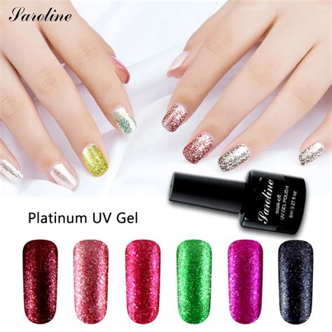 Saroline 8ml Semi Permanent Platinum Colorful UV Shining Nail Gel