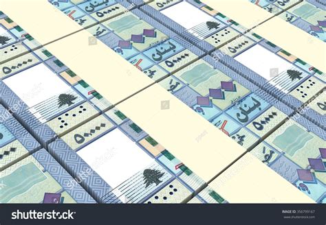 Lebanese Pounds Bills Stacks Background Computer Stock Illustration