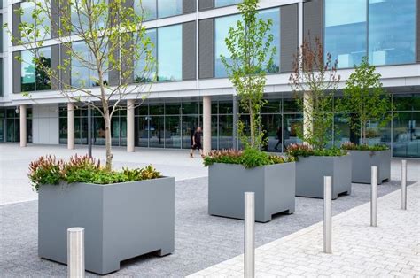 Bespoke Steel Planters Movable Via Forklift Large Rectangular Planters