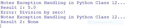 Exception Handling In Python Class Notes Cbse Python