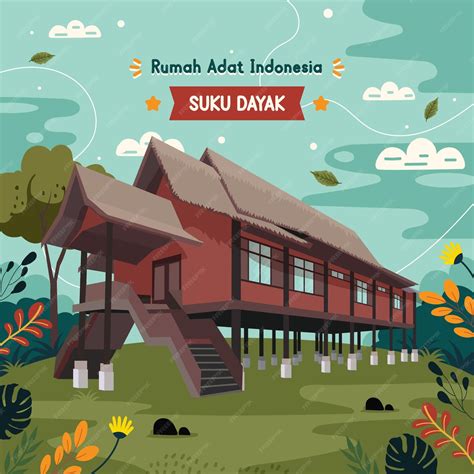 Rumah Adat 인도네시아 Suku Dayak | 프리미엄 벡터