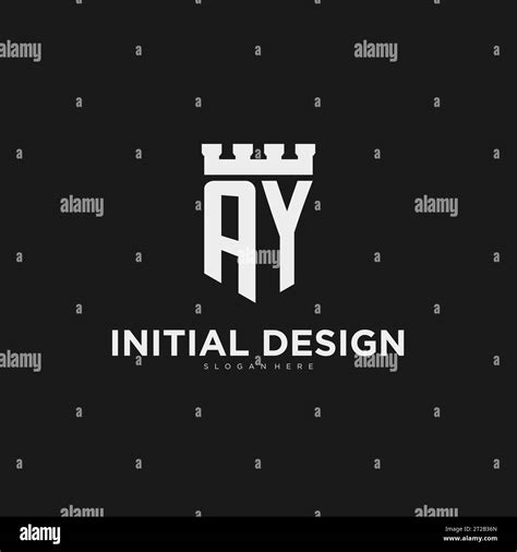 Initials AY Logo Monogram With Shield And Fortress Design Vector