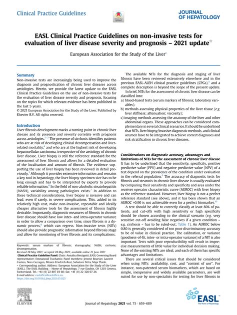 Pdf Easl Clinical Practice Guidelines On Non Invasive Tests For