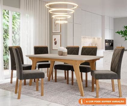 Conjunto Sala De Jantar Selena 180X90 Tampo MDF Vidro 6 Cadeiras