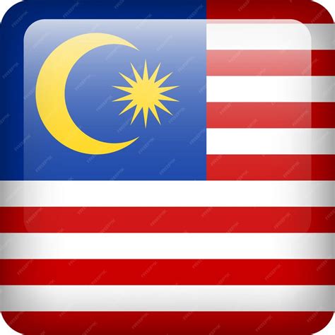 Premium Vector Malaysia Flag Button Square Emblem Of Malaysia Vector