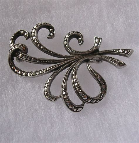 Swedish Art Deco 835 Silver Marcasite Brooch From Bygonebeauties On Ruby Lane