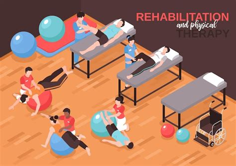 Premium Vector Isometric Rehabilitation Physiotherapy Illustration