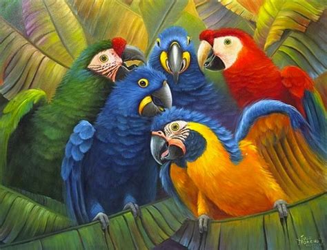 El arte es su máxima expresión Cuadros De Pájaros De Colores Vivos