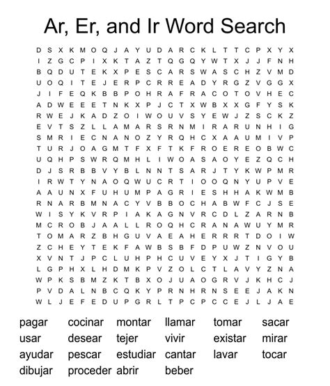 Ar Er And Ir Word Search Wordmint