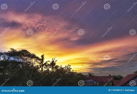 Burning sky in sunset stock image. Image of phenomenon - 110768913