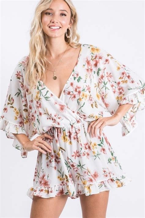 Playful Style Floral Ruffle Romper White Ushoptwo Ruffle Romper