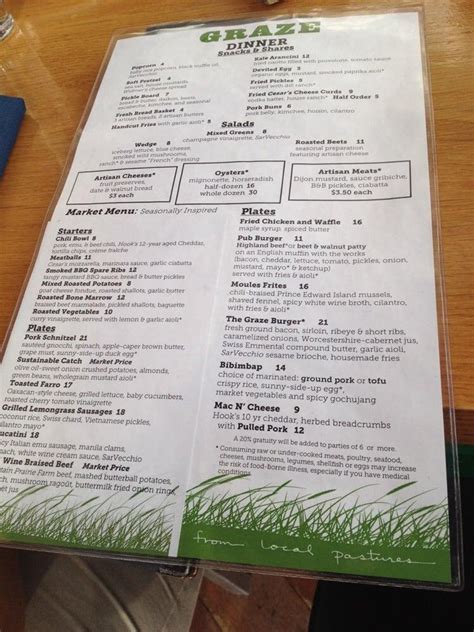 Menu at Graze Restaurant, Madison