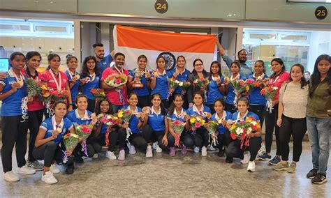 Victorious Indian Junior Womens Hockey Team Arrive Home To A Champion