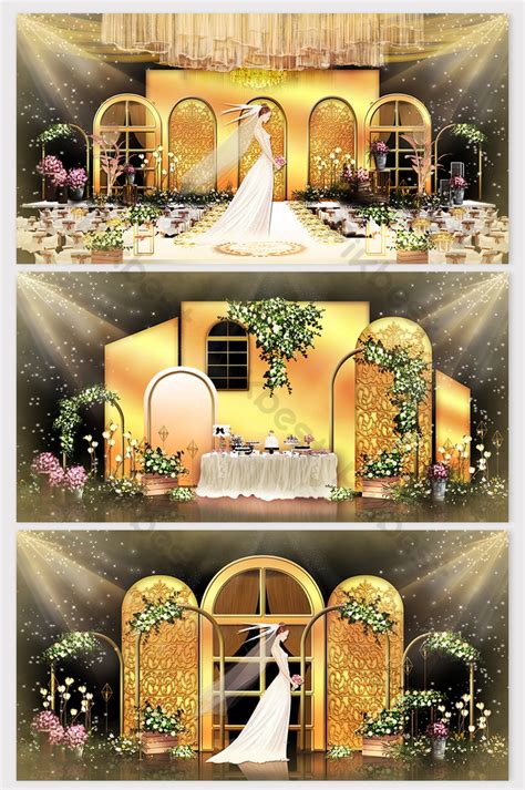 Luxury Beautiful European Style Arch With Flowers Golden Wedding