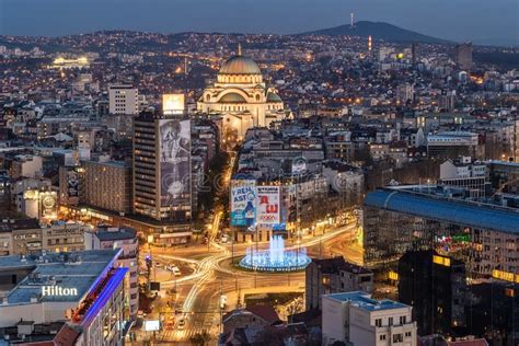 Panorama of Belgrade at Night. Editorial Photography - Image of ...