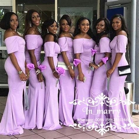 Lilac African Mermaid Cheap Bridesmaids Dresses With Short Sleeves 2017