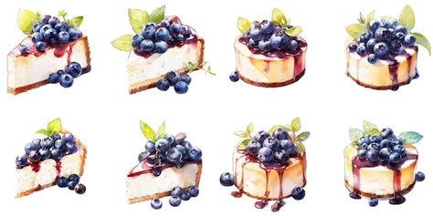 Premium Vector Watercolor Blueberry Cheesecake