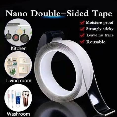 Jual AYACHIE Double Tape Nano Selotip Isolasi Dua Sisi Bening 1m 2cm