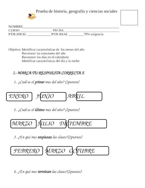 DOC Prueba Meses Dias y Estaciones Del Año 1er Año DOKUMEN TIPS