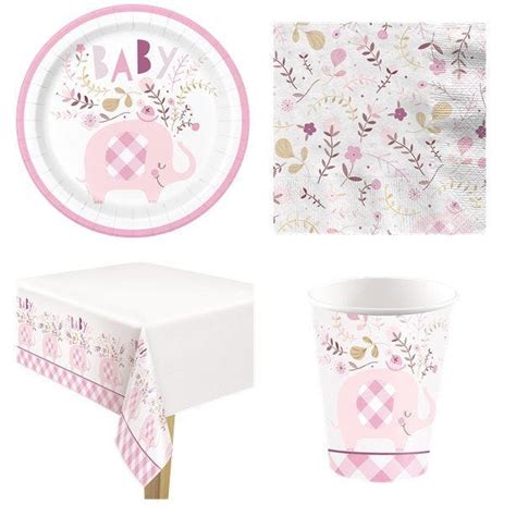 Pink Floral Elephant Baby Shower Value Party Pack For Party Delights