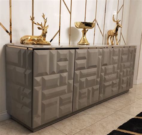 Casa Padrino Luxus Sideboard Grau Gold 220 X 45 X H 75 Cm Edler