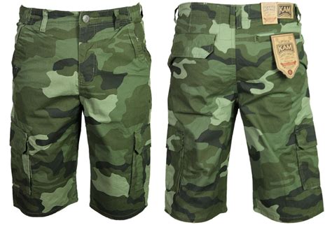 New Mens KAM Cargo Camo Shorts Dark Green Camouflage Regular Big Plus