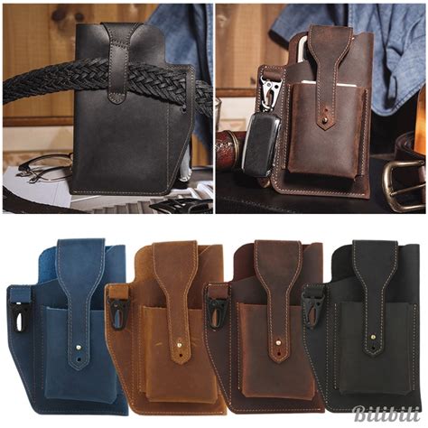 Pu Leather Phone Holster For Men Belt Loop Tool Bag Multifunction Cell