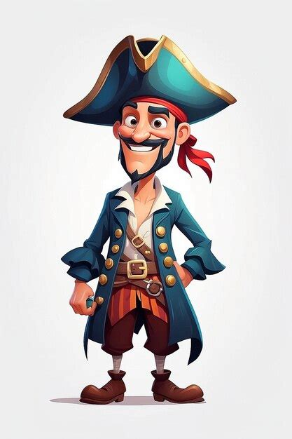 Funny Cartoon Pirate Character On White Background Premium Ai