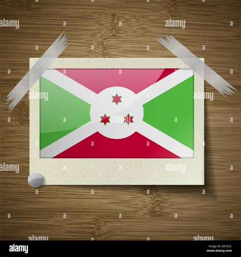 Flags Burundi At Frame On Wooden Texture Vector Stock Vector Image