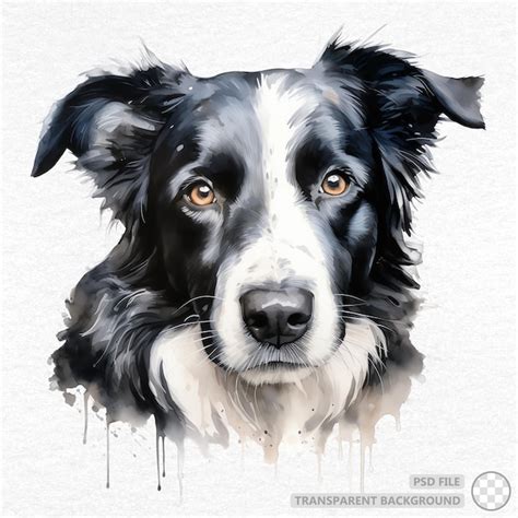 Premium Psd Hand Painted Border Collie Dog Watercolor