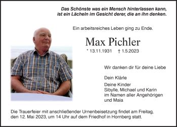 Traueranzeigen von Max Pichler Schwarzwälder Bote Trauer