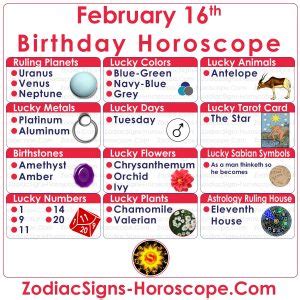 February 16 Zodiac (Aquarius) Horoscope Birthday Personality and Lucky ...