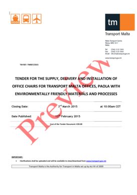 Fillable Online Tm Ref Tm Tender For The Supply Delivery And