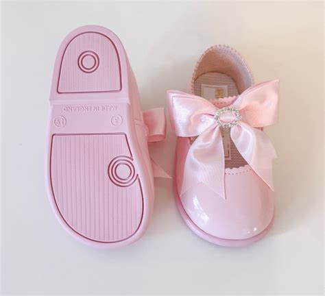 Diamante Bow Hard Sole Shoe Pink