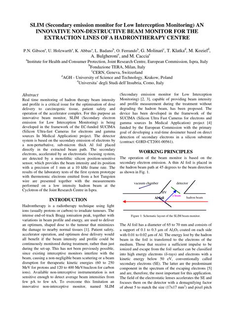 Pdf Slim Secondary Emission Monitor For Low Interception Monitoring An Innovative Non